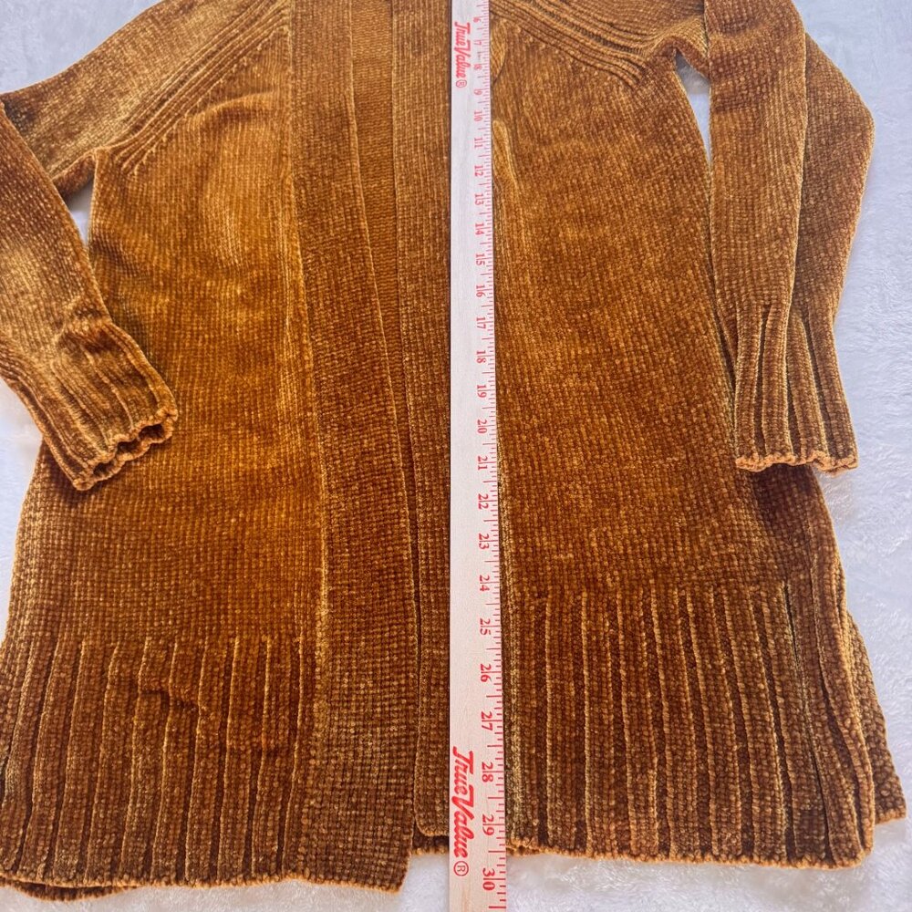 A0006 Loft Gold Mustard Yellow Chenille Long Cardigan XS - Picture 12 of 14